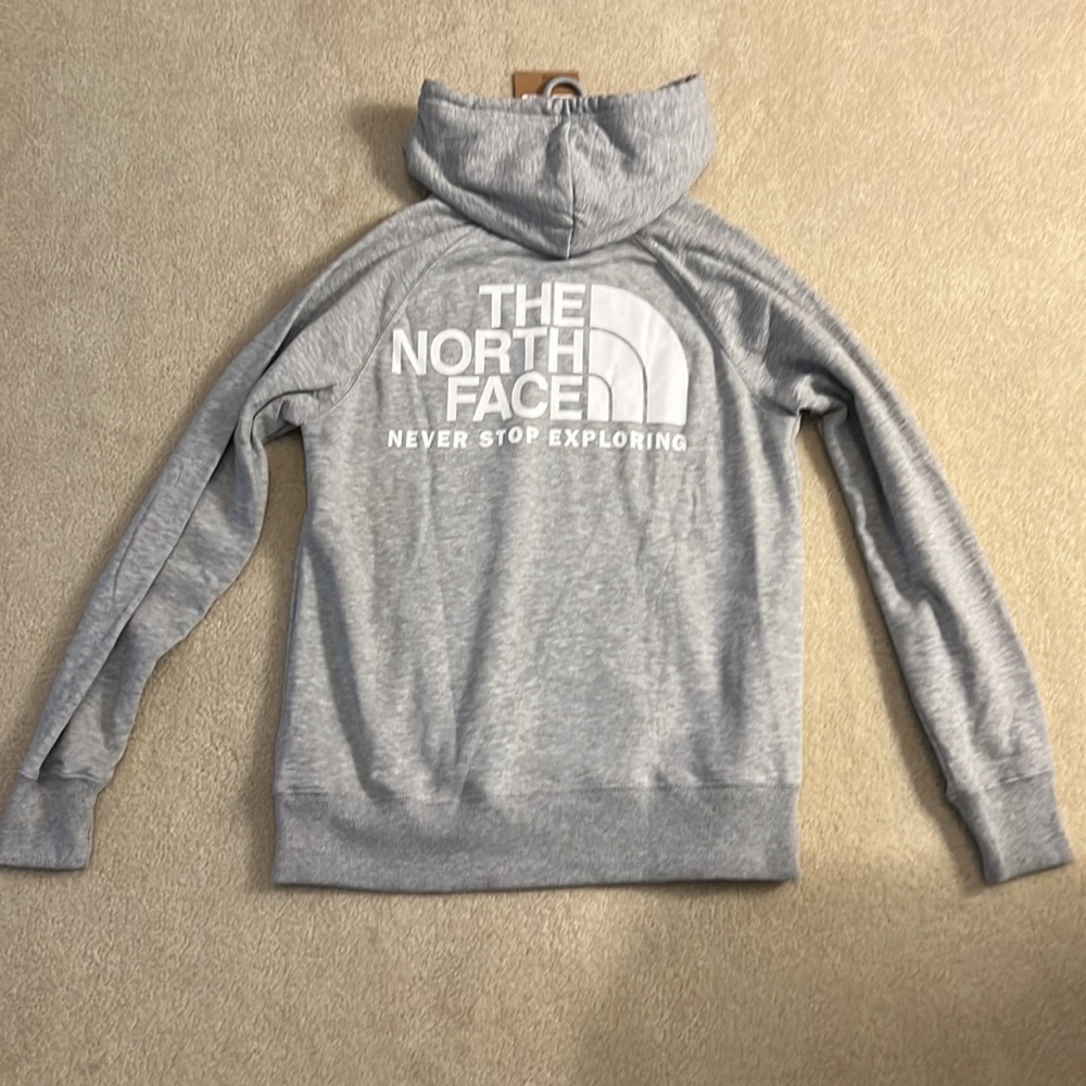 Light Gray The North Face “Never Stop Exploring” Hoodie, NWT; Womens SMALL - Picture 3 of 4